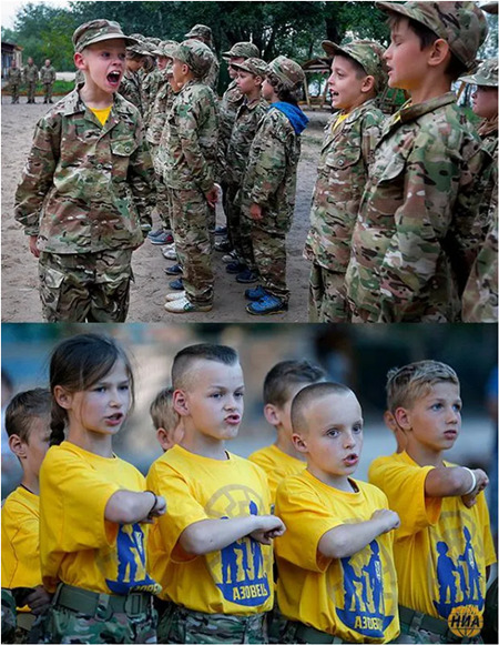 子どもたちには軍事訓練が施される。Photo credit: Rodina moya