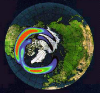地球の磁気圏を通過した太陽風プラズマが地球のオーロラの原因となっている